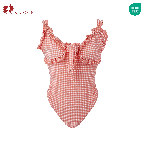 Red Gingham One Piece Swimsuit manufacturers